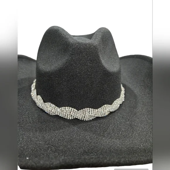 Cowgirl Hat Black with Rhinestone Details - Picture 7 of 8